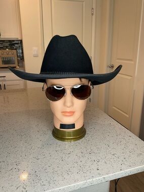 MHT Master Hatters of Texas Western Cowboy Hat Black 3X Beaver Blend 7 3/8